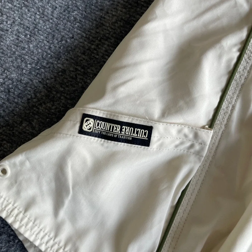 Counter‎ Culture Mens Board Shorts Size 38 Off White Green Graphic Swim Trunks